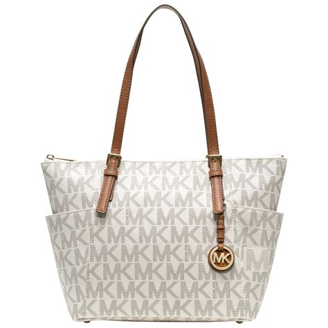 michael kors white and tan satchel